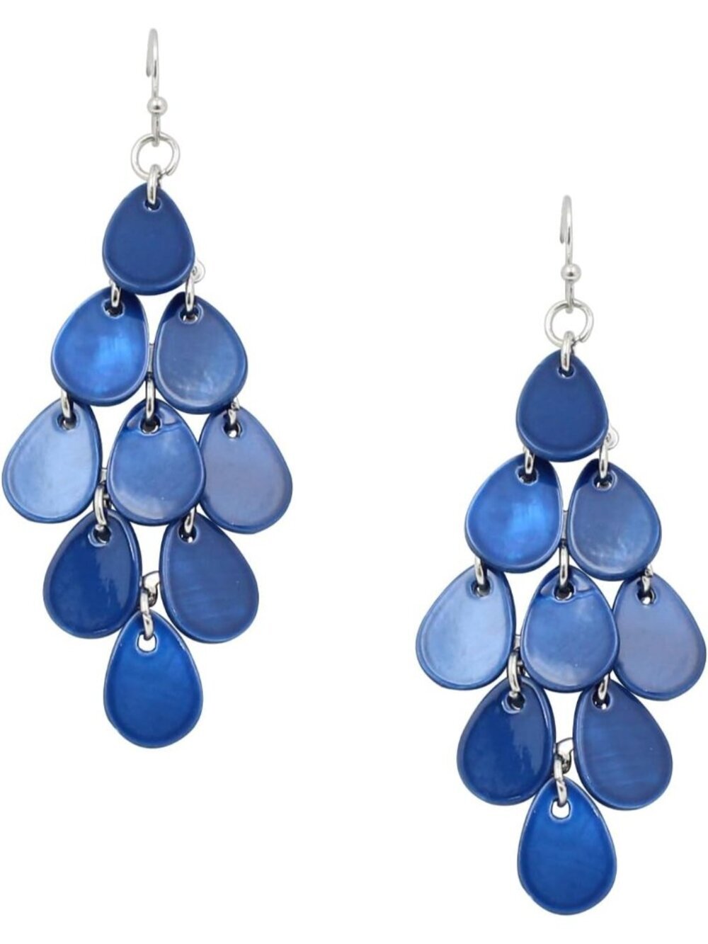 Women's Blue Rhombic Drop Statement Summer Beach Cluster Dangle Earrings